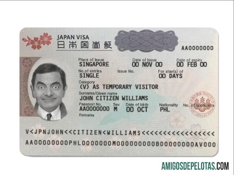 Visto de turista para o Japão amostra